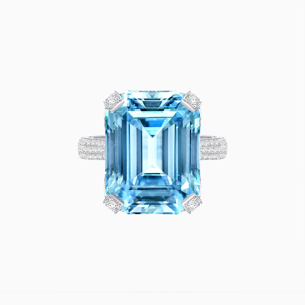 Radiant Emerald - Cut Gemstone Statement Ring - Shahin Jewelry