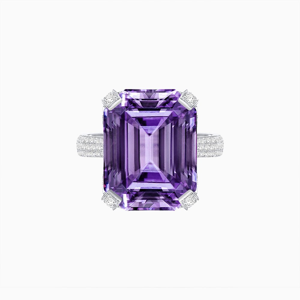 Radiant Emerald - Cut Gemstone Statement Ring - Shahin Jewelry
