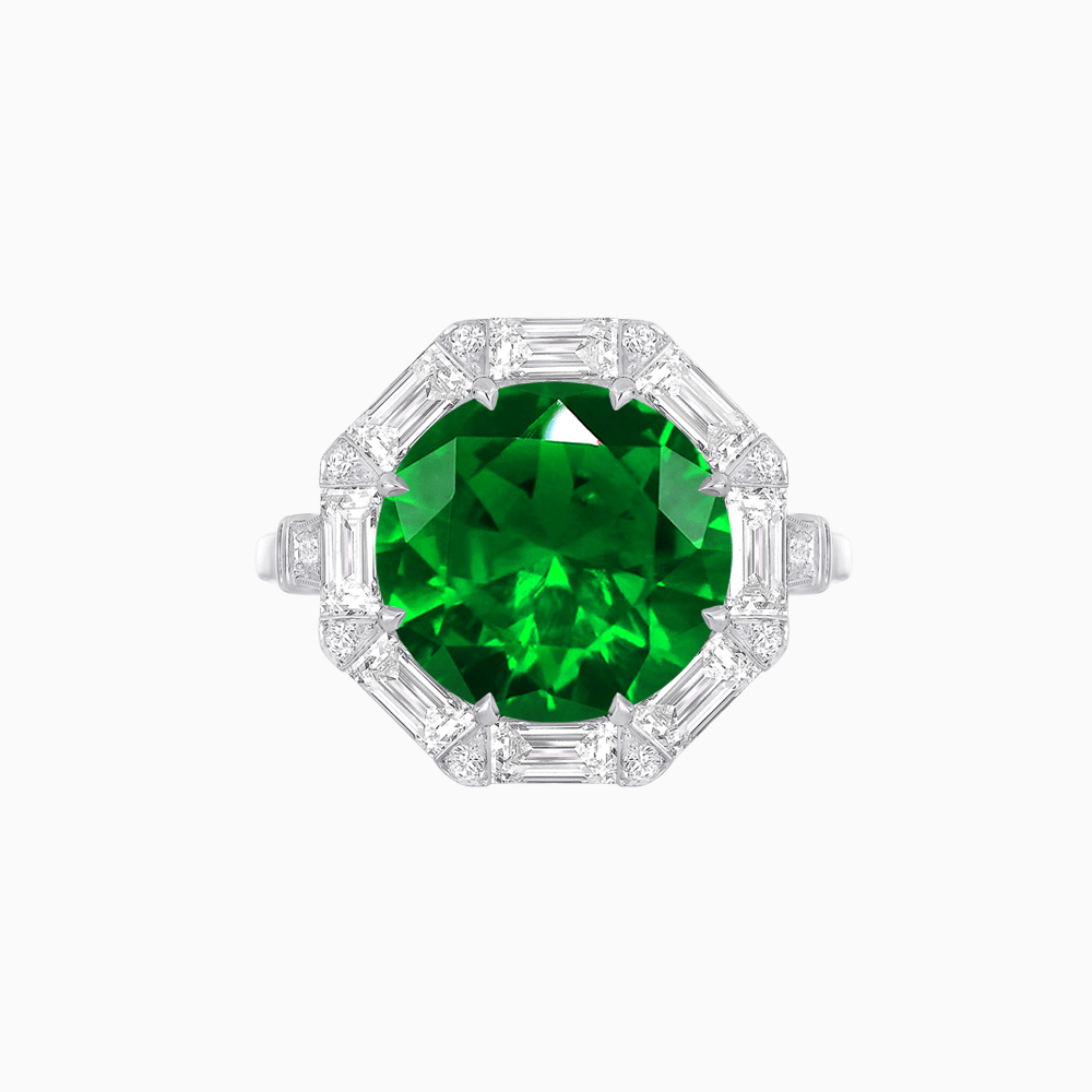 Round Center Stone Ring Mounting with Octagonal Diamond Halo - Shahin Jewelry