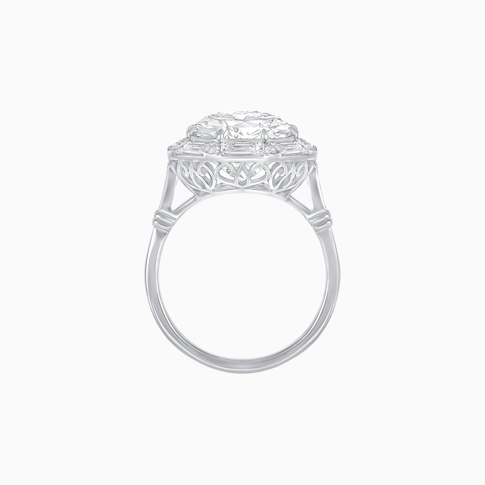 Round Center Stone Ring Mounting with Octagonal Diamond Halo - Shahin Jewelry