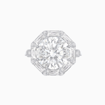 Load image into Gallery viewer, Round Center Stone Ring Mounting with Octagonal Diamond Halo - Shahin Jewelry