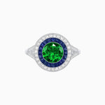 Load image into Gallery viewer, Round Cut Center Stone Double Halo Ring Mounting with French Cut Gemstone Accents - Shahin Jewelry