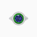 Load image into Gallery viewer, Round Cut Center Stone Double Halo Ring Mounting with French Cut Gemstone Accents - Shahin Jewelry