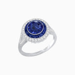 Load image into Gallery viewer, Round Cut Center Stone Double Halo Ring Mounting with French Cut Gemstone Accents - Shahin Jewelry