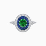 Load image into Gallery viewer, Round Cut Center Stone Double Halo Ring Mounting with French Cut Gemstone Accents - Shahin Jewelry