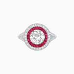 Load image into Gallery viewer, Round Cut Center Stone Double Halo Ring Mounting with French Cut Gemstone Accents - Shahin Jewelry