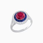 Load image into Gallery viewer, Round Cut Center Stone Double Halo Ring Mounting with French Cut Gemstone Accents - Shahin Jewelry