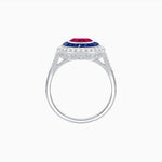 Load image into Gallery viewer, Round Cut Center Stone Double Halo Ring Mounting with French Cut Gemstone Accents - Shahin Jewelry
