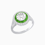 Load image into Gallery viewer, Round Cut Center Stone Double Halo Ring Mounting with French Cut Gemstone Accents - Shahin Jewelry