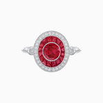 Load image into Gallery viewer, Round Cut Center Stone Double Halo Ring Mounting with French Cut Gemstone Accents - Shahin Jewelry