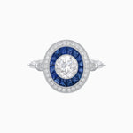 Load image into Gallery viewer, Round Cut Center Stone Double Halo Ring Mounting with French Cut Gemstone Accents - Shahin Jewelry