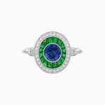 Load image into Gallery viewer, Round Cut Center Stone Double Halo Ring Mounting with French Cut Gemstone Accents - Shahin Jewelry