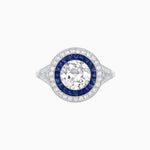 Load image into Gallery viewer, Round Cut Center Stone Double Halo Ring Mounting with French Cut Gemstone Accents - Shahin Jewelry