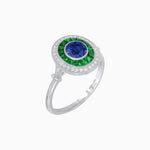 Load image into Gallery viewer, Round Cut Center Stone Double Halo Ring Mounting with French Cut Gemstone Accents - Shahin Jewelry