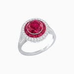 Load image into Gallery viewer, Round Cut Center Stone Double Halo Ring Mounting with French Cut Gemstone Accents - Shahin Jewelry