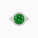 Load image into Gallery viewer, Round Cut Center Stone Double Halo Ring Mounting with French Cut Gemstone Accents - Shahin Jewelry