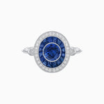 Load image into Gallery viewer, Round Cut Center Stone Double Halo Ring Mounting with French Cut Gemstone Accents - Shahin Jewelry