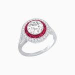 Load image into Gallery viewer, Round Cut Center Stone Double Halo Ring Mounting with French Cut Gemstone Accents - Shahin Jewelry