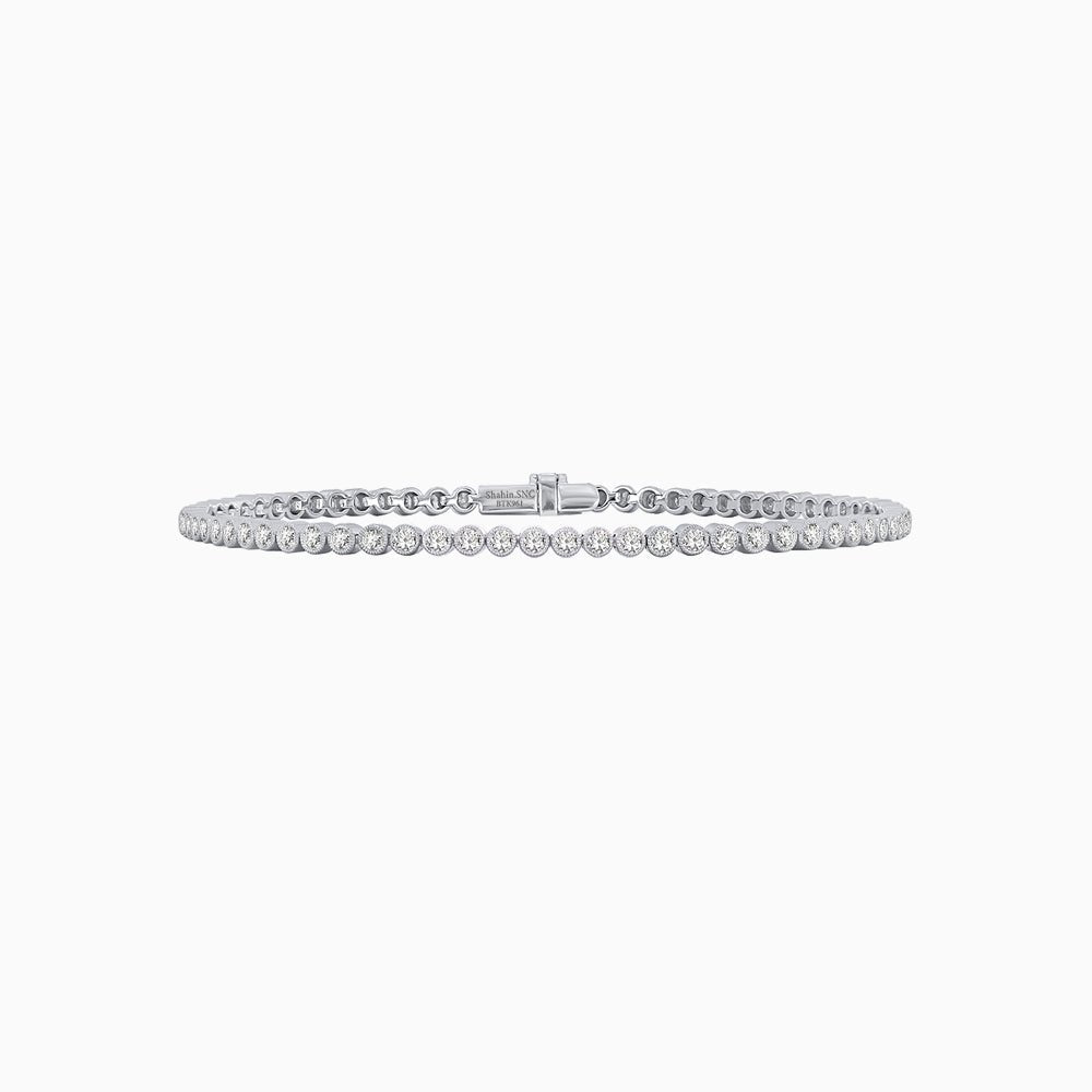 Round-Cut Tennis Bracelet with Bezel- Settings in Gemstones or Diamonds - Shahin Jewelry