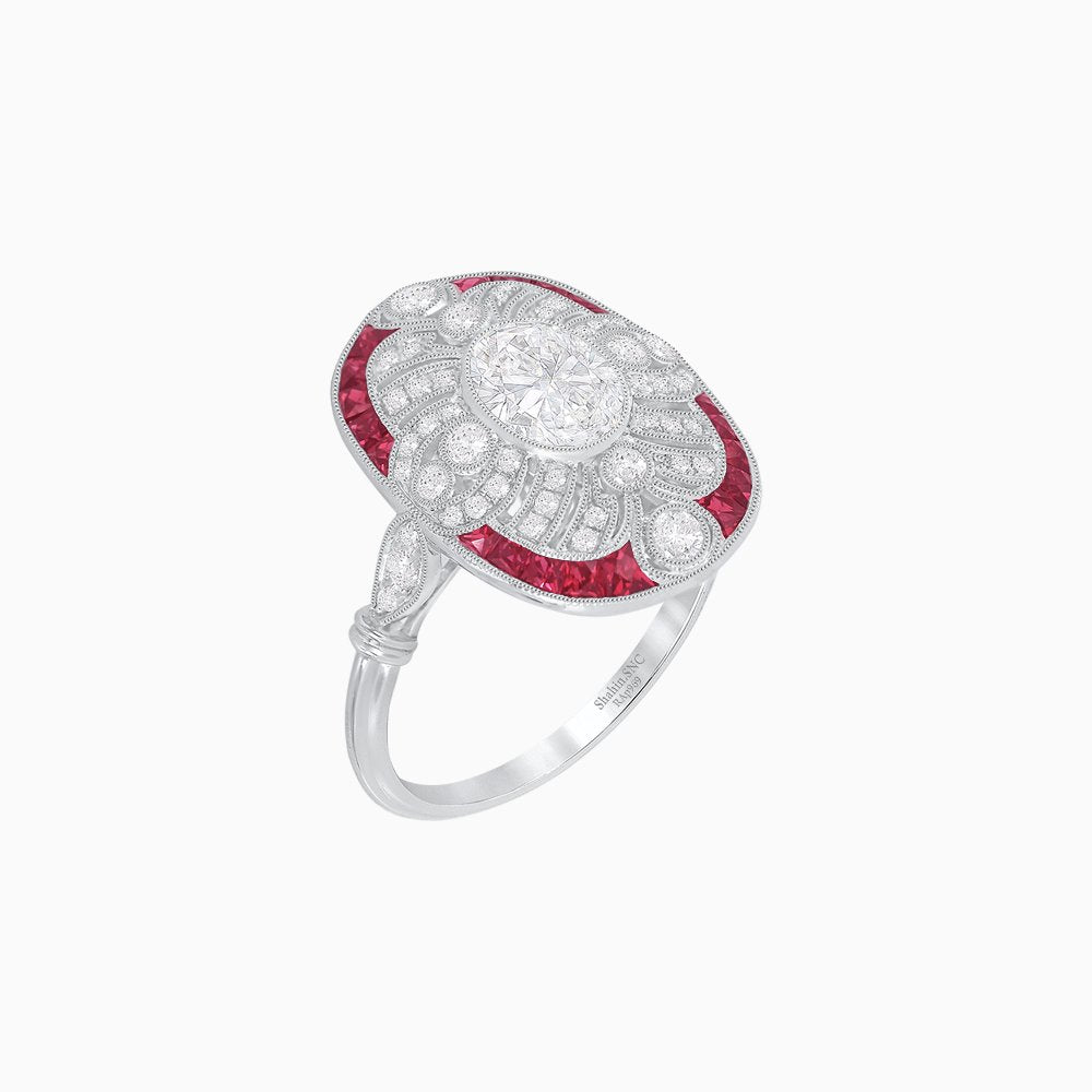 Scarab Vintage Art Deco Style Cocktail Diamond Ring - Shahin Jewelry