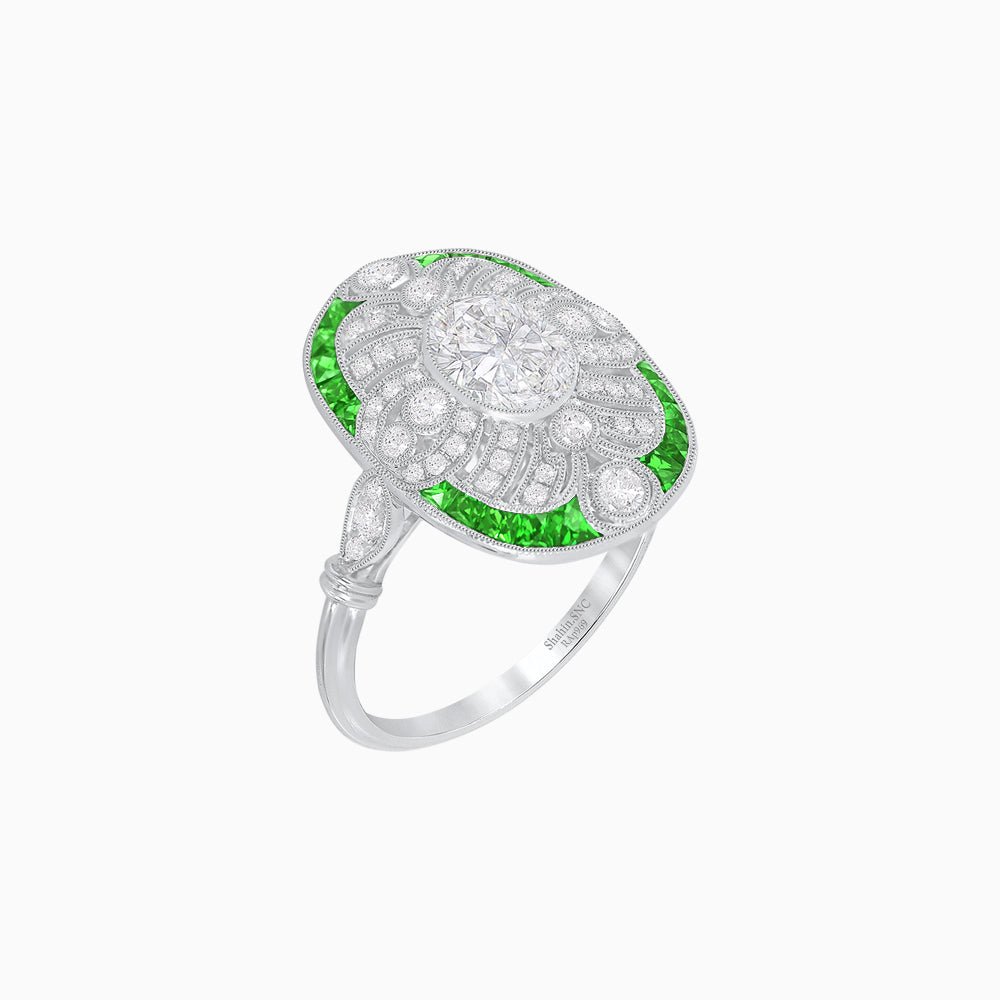 Scarab Vintage Art Deco Style Cocktail Diamond Ring - Shahin Jewelry