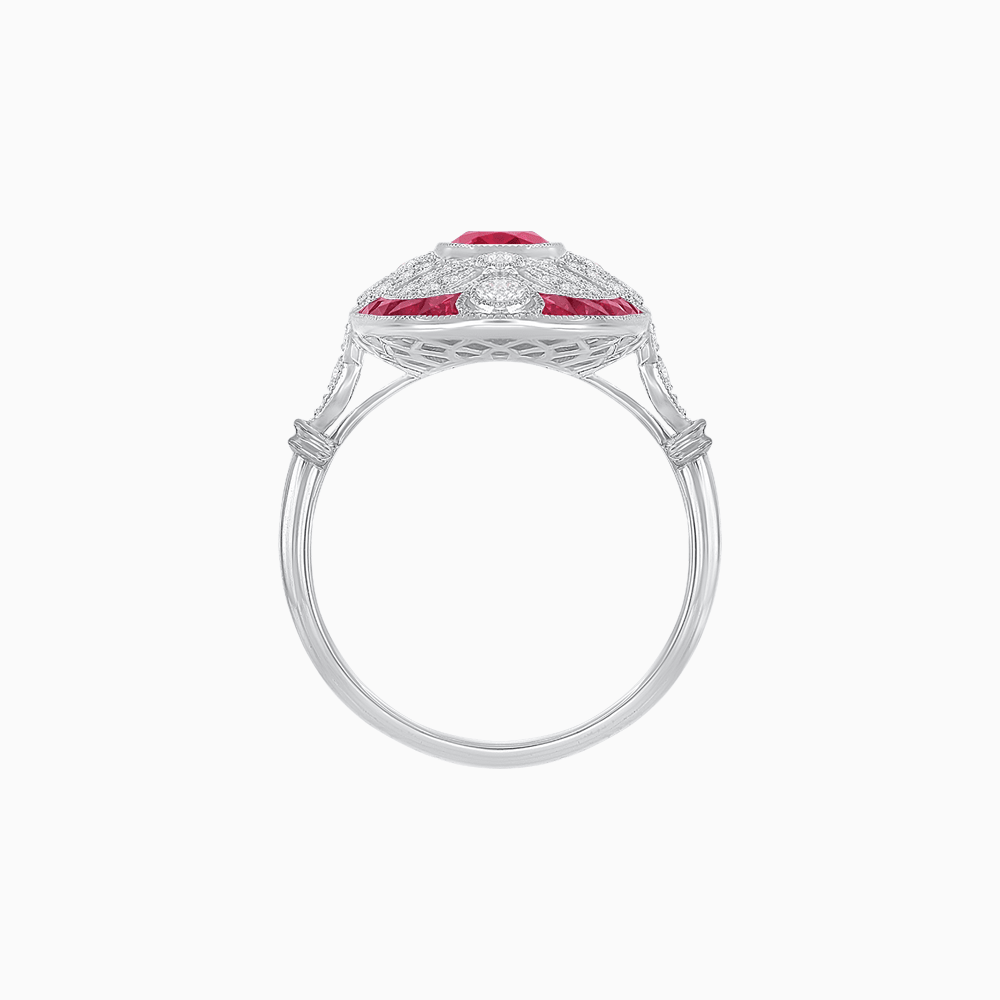 Scarab Vintage Art Deco Style Cocktail Ring with Diamond and Gemstone - Shahin Jewelry