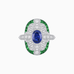 Load image into Gallery viewer, Scarab Vintage Art Deco Style Cocktail Ring with Diamond and Gemstone - Shahin Jewelry
