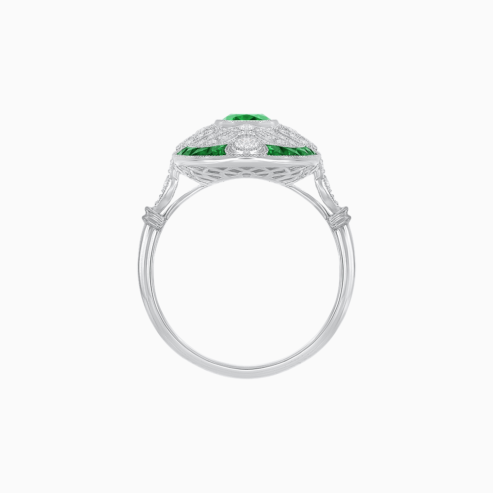 Scarab Vintage Art Deco Style Cocktail Ring with Diamond and Gemstone - Shahin Jewelry