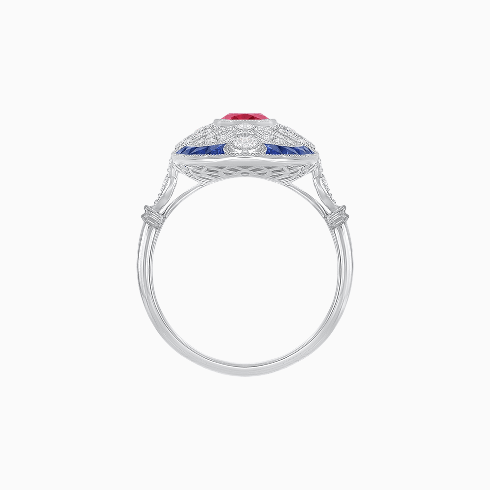 Scarab Vintage Art Deco Style Cocktail Ring with Diamond and Gemstone - Shahin Jewelry