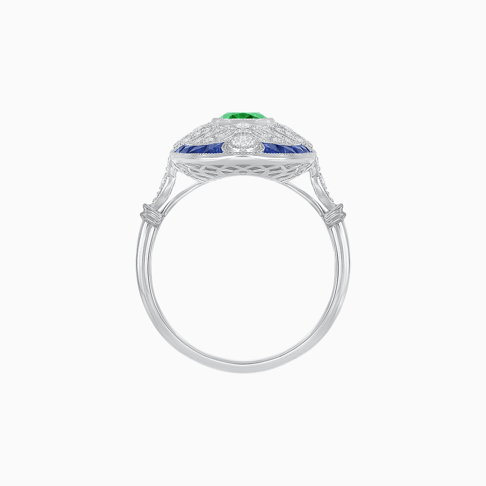 Scarab Vintage Art Deco Style Cocktail Ring with Diamond and Gemstone - Shahin Jewelry