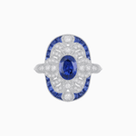 Load image into Gallery viewer, Scarab Vintage Art Deco Style Cocktail Ring with Diamond and Gemstone - Shahin Jewelry