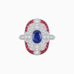 Load image into Gallery viewer, Scarab Vintage Art Deco Style Cocktail Ring with Diamond and Gemstone - Shahin Jewelry