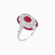 Scarab Vintage Art Deco Style Cocktail Ring with Diamond and Gemstone - Shahin Jewelry