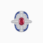 Load image into Gallery viewer, Scarab Vintage Art Deco Style Cocktail Ring with Diamond and Gemstone - Shahin Jewelry