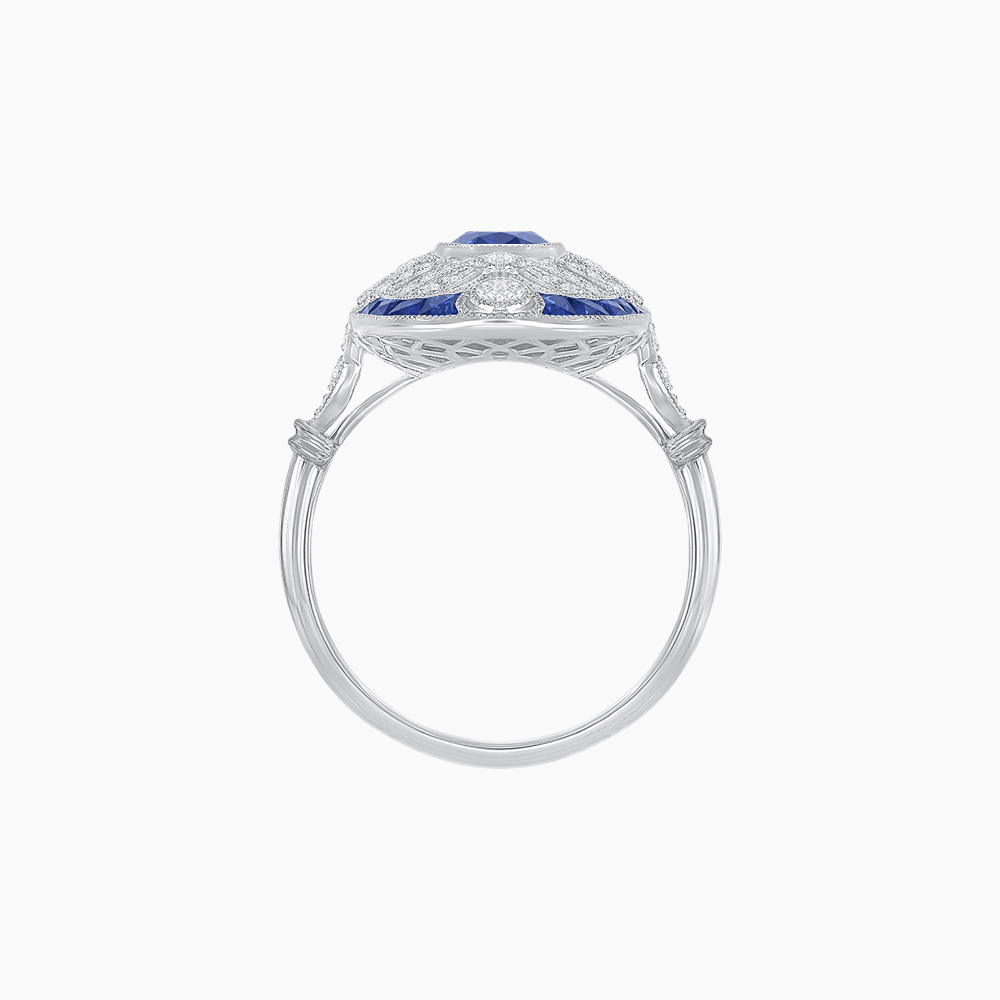Scarab Vintage Art Deco Style Cocktail Ring with Diamond and Gemstone - Shahin Jewelry