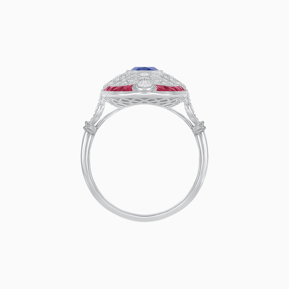 Scarab Vintage Art Deco Style Cocktail Ring with Diamond and Gemstone - Shahin Jewelry