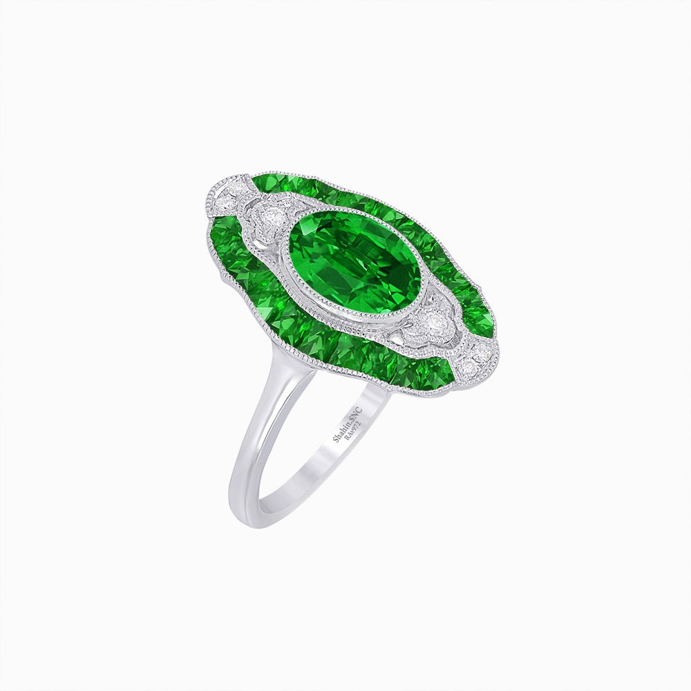 Scarab Vintage Art Deco Style Cocktail Ring with Gemstone - Shahin Jewelry