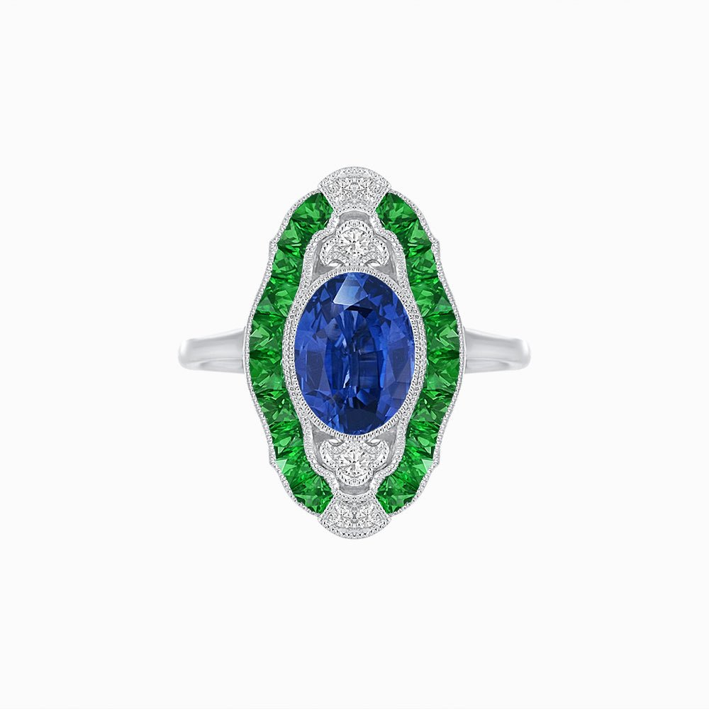 Scarab Vintage Art Deco Style Cocktail Ring with Gemstone - Shahin Jewelry