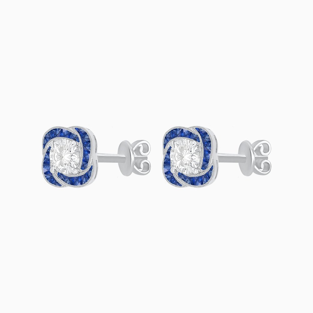 Swirl Convertible Stud Earrings with Diamond - Shahin Jewelry