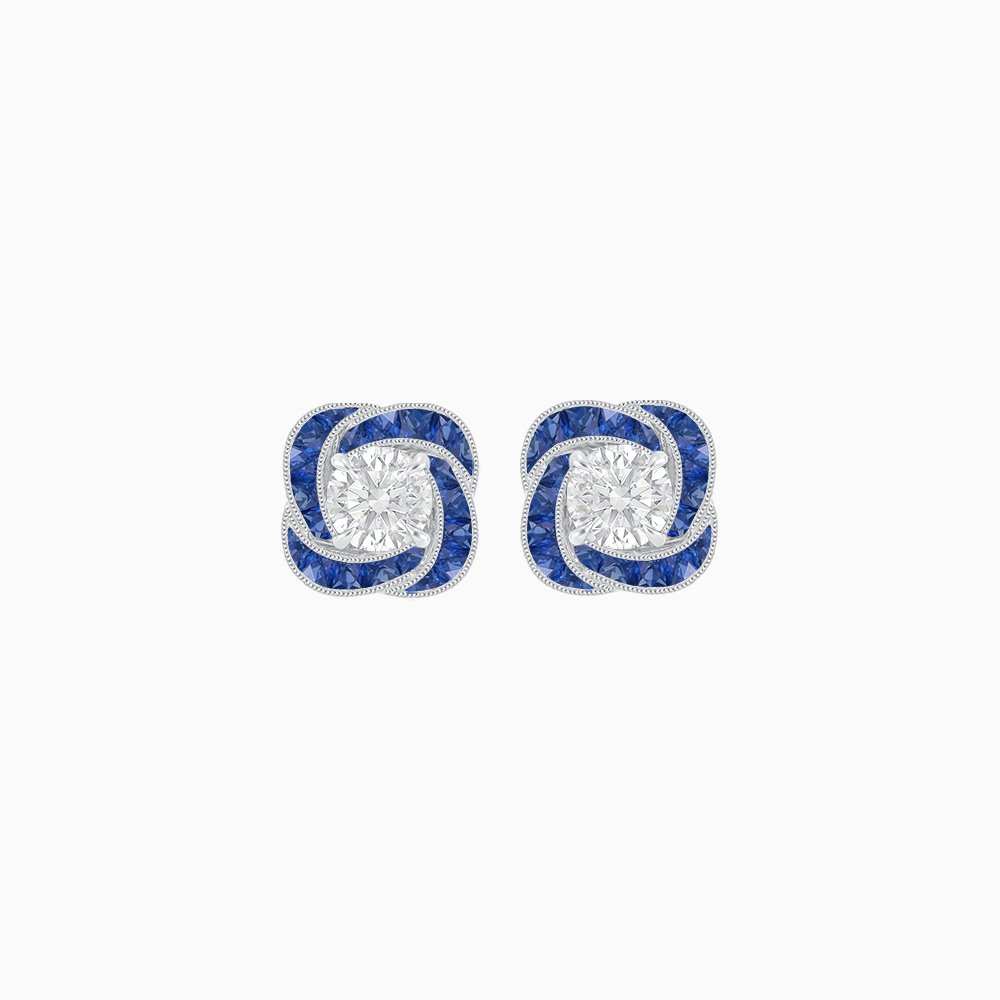 Swirl Convertible Stud Earrings with Diamond - Shahin Jewelry