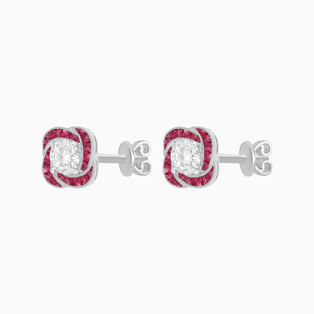 Swirl Convertible Stud Earrings with Diamond - Shahin Jewelry