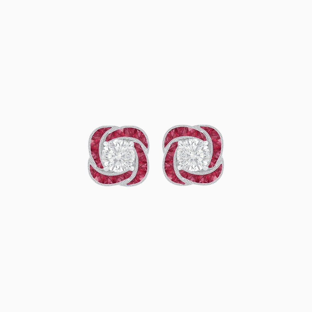 Swirl Convertible Stud Earrings with Diamond - Shahin Jewelry