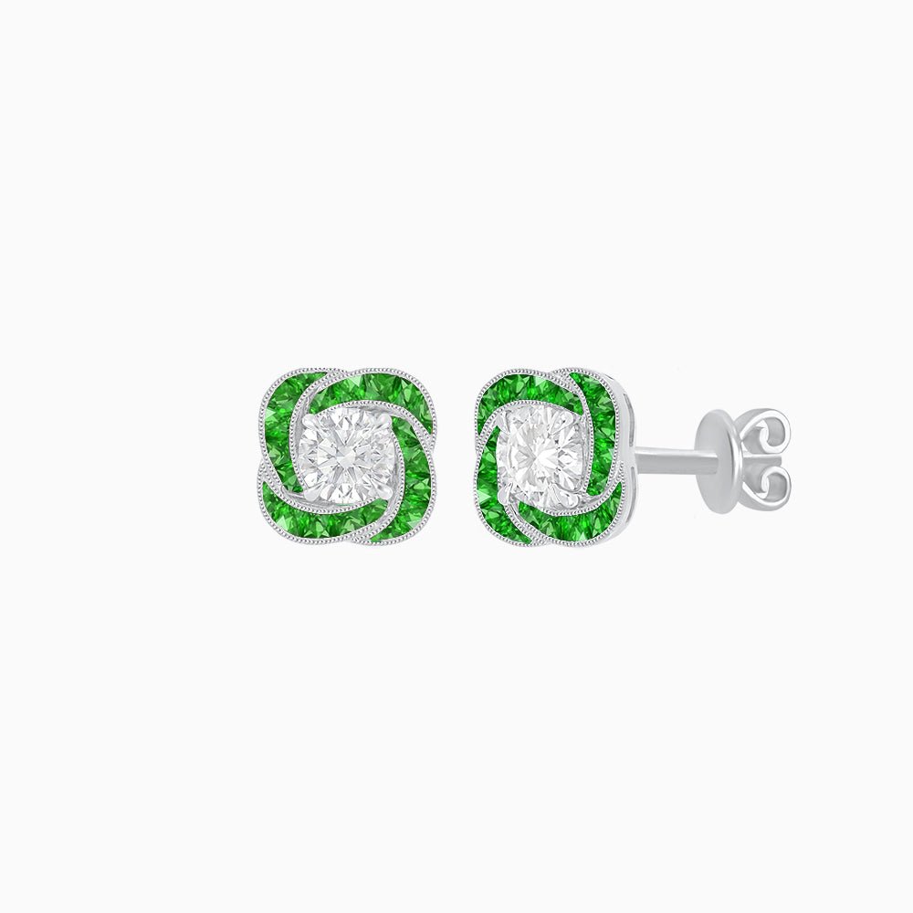 Swirl Convertible Stud Earrings with Diamond - Shahin Jewelry