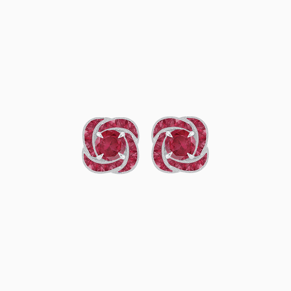 Swirl Convertible Stud Earrings with Gemstone and Diamond - Shahin Jewelry