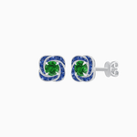 Load image into Gallery viewer, Swirl Convertible Stud Earrings with Gemstone and Diamond - Shahin Jewelry