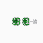 Swirl Convertible Stud Earrings with Gemstone and Diamond - Shahin Jewelry