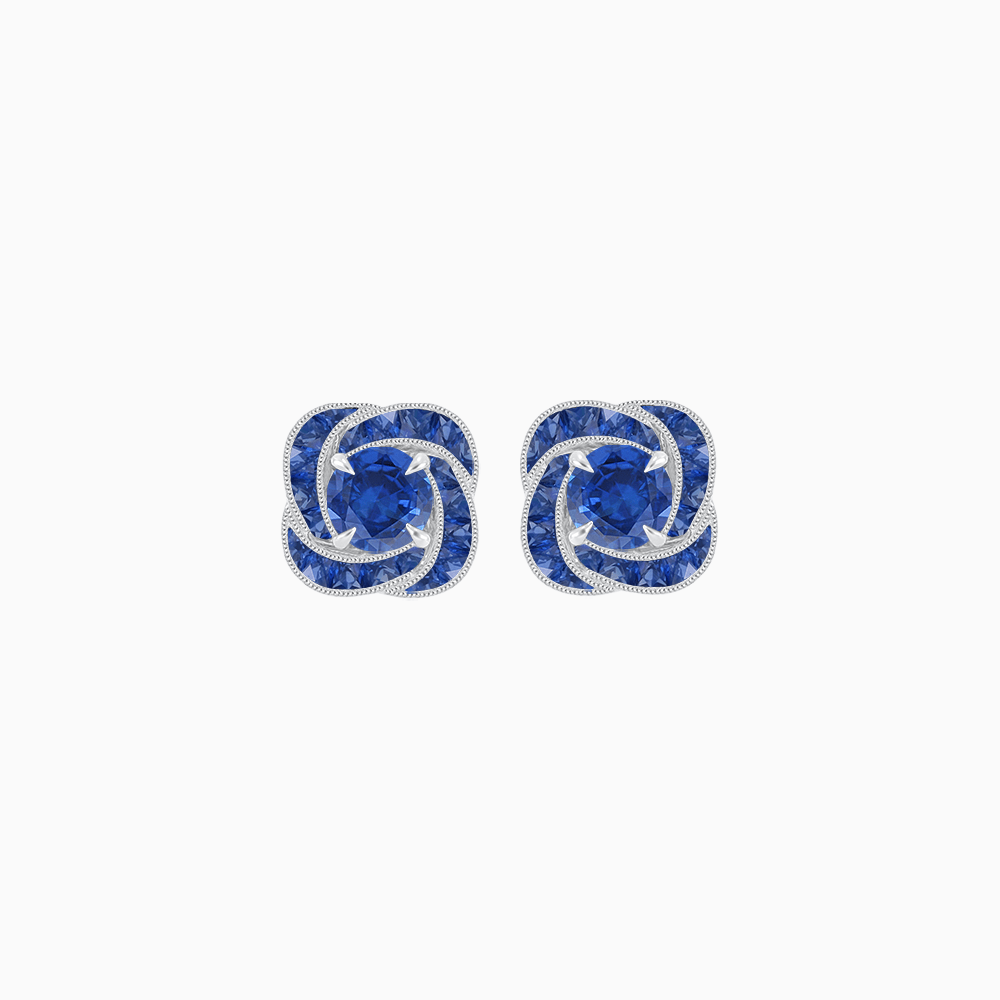 Swirl Convertible Stud Earrings with Gemstone and Diamond - Shahin Jewelry