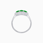Load image into Gallery viewer, Three-Stone Oval Gemstone Ring with Diamond Halos - Shahin Jewelry