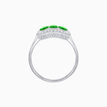 Load image into Gallery viewer, Three-Stone Oval Gemstone Ring with Diamond Halos - Shahin Jewelry