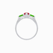 Three Stone Ruby Marquise Ring - Shahin Jewelry